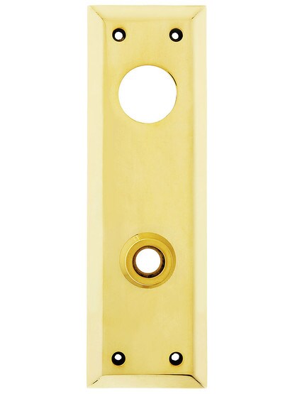 Forged Brass Exterior Door Plate With Cylinder Hole 8 inch x 2 1/2 inch in Unlacquered Brass.